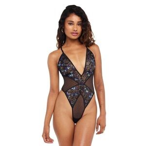 Savage x Fenty | Butterfly Wings Mesh & Lace Teddy Bodysuit Size Medium Large
